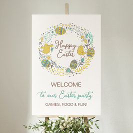 おもしろいカラフルイースターブランチ卵狩りウェルカムサイン ポスター