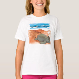 おもしろいカラフルウミガメビーチガールズ Tシャツ