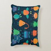 おもしろいカラフルエイリアンパタ子供へーン(青) アクセントクッション (裏面(縦))