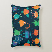 おもしろいカラフルエイリアンパタ子供へーン(青) アクセントクッション (正面(垂直))