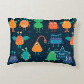 おもしろいカラフルエイリアンパタ子供へーン(青) アクセントクッション (裏面)