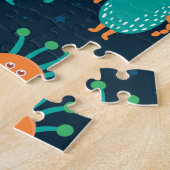 おもしろいカラフルエイリアンパタ子供へーン（青） ジグソーパズル (側面)