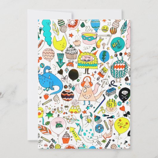 おもしろいカラフルエイリアンモンスターズパーティー シーズンカード (正面)