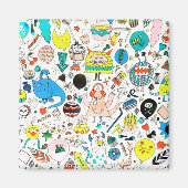 おもしろいカラフルエイリアンモンスターズパーティー マグネット (正面)