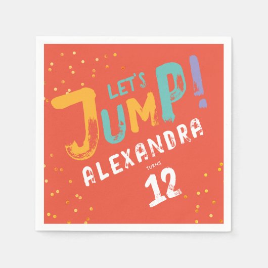 おもしろいカラフルオレンジレッドジャンプモダンタイポグラフィ スタンダードカクテルナプキン (正面)