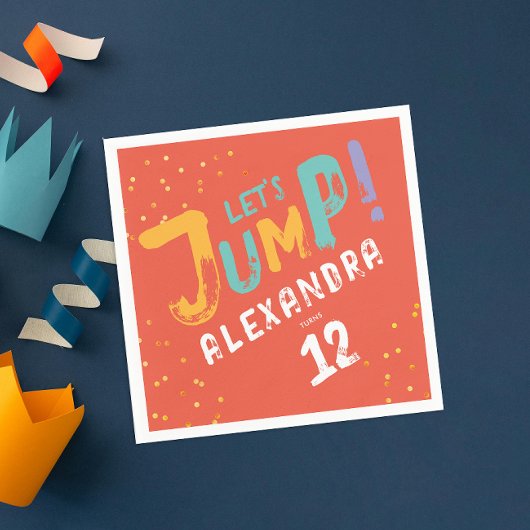 おもしろいカラフルオレンジレッドジャンプモダンタイポグラフィ スタンダードカクテルナプキン