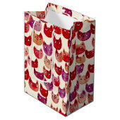 おもしろいカラフルカラー猫パターン ミディアムペーパーバッグ (正面アングル)