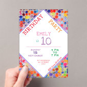 おもしろいカラフルカラー絵を描ブロット子供の誕生日 アクリル招待状 (インサイチュ (ポータブル))