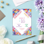 おもしろいカラフルカラー絵を描ブロット子供の誕生日 アクリル招待状 (インサイチュ (ウェディング))