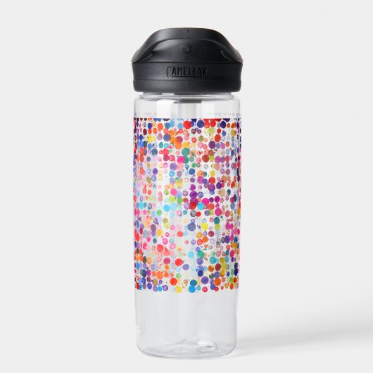 おもしろいカラフルカラー絵を描ブロット子供の誕生日 ウォーターボトル (背面)