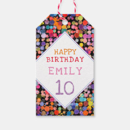 おもしろいカラフルカラー絵を描ブロット子供の誕生日 ギフトタグ