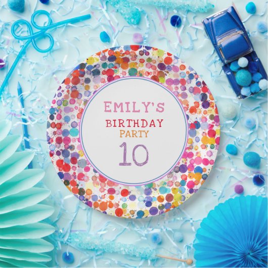 おもしろいカラフルカラー絵を描ブロット子供の誕生日 ペーパープレート (パーティー)