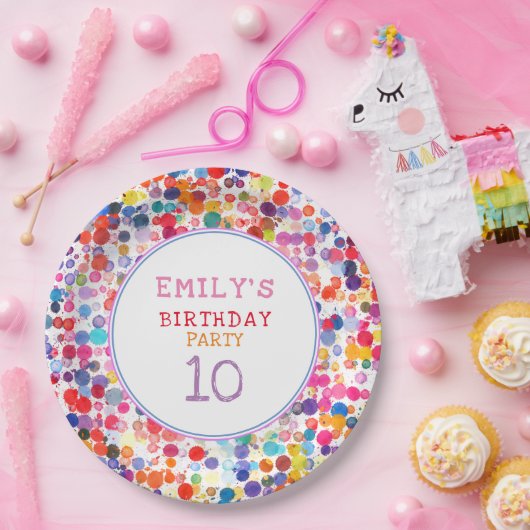 おもしろいカラフルカラー絵を描ブロット子供の誕生日 ペーパープレート (パーティー)