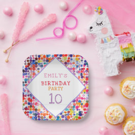 おもしろいカラフルカラー絵を描ブロット子供の誕生日 ペーパープレート