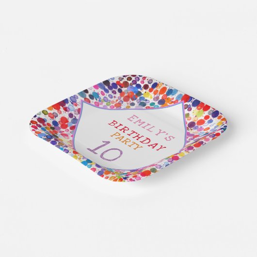 おもしろいカラフルカラー絵を描ブロット子供の誕生日 ペーパープレート (傾斜あり)