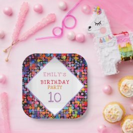 おもしろいカラフルカラー絵を描ブロット子供の誕生日 ペーパープレート