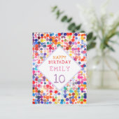 おもしろいカラフルカラー絵を描ブロット子供の誕生日 ポストカード (スタンド正面)