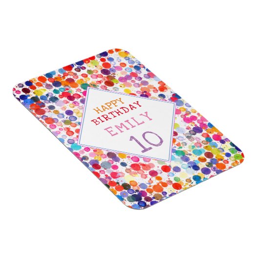 おもしろいカラフルカラー絵を描ブロット子供の誕生日 マグネット (右側)