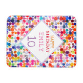 おもしろいカラフルカラー絵を描ブロット子供の誕生日 マグネット (横)