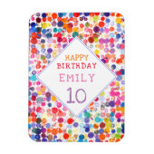 おもしろいカラフルカラー絵を描ブロット子供の誕生日 マグネット (縦)