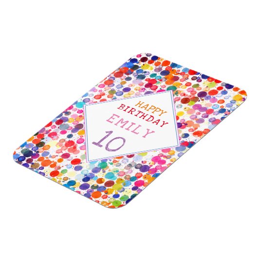 おもしろいカラフルカラー絵を描ブロット子供の誕生日 マグネット (左側)