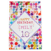 おもしろいカラフルカラー絵を描ブロット子供の誕生日 ミディアムペーパーバッグ (裏面)