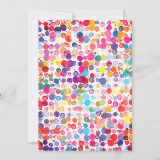 おもしろいカラフルカラー絵を描ブロット子供の誕生日 招待状 (裏面)