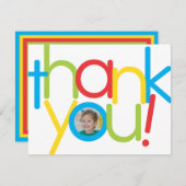 おもしろいカラフルキッズフォトサンキューカード サンキューカード (正面/裏面)