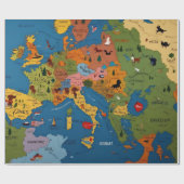 おもしろいカラフルキッズワールドマップ ラッピングペーパー (フラット)