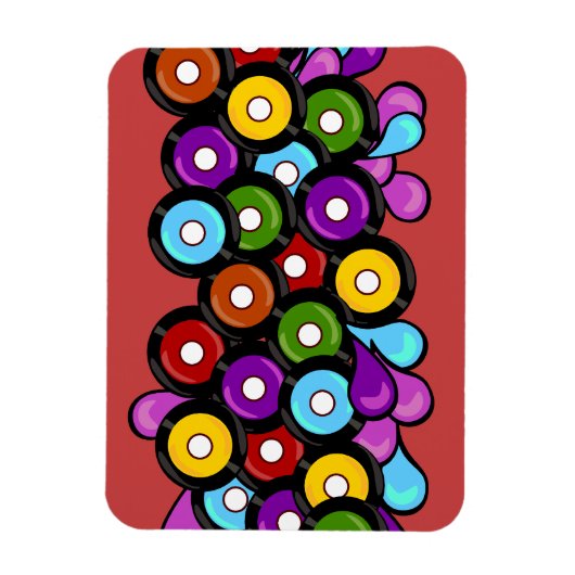 おもしろいカラフルキュートパターンレコードデザイン マグネット (縦)