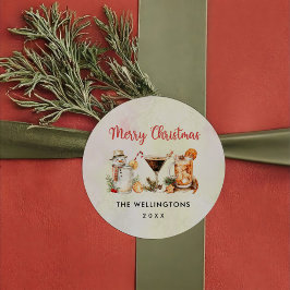 おもしろいカラフルクリスマスカクテルパーティー ラウンドシール