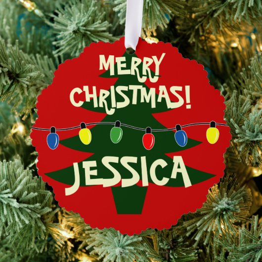 おもしろいカラフルクリスマスツリー電球紙 オーナメントカード (インサイチュ (木))