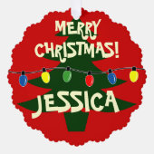 おもしろいカラフルクリスマスツリー電球紙 オーナメントカード (正面)