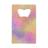 おもしろいカラフルグラデーションパステルマーメイドパターン クレジットカード栓抜き (裏面)