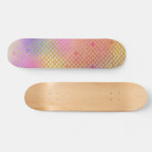 おもしろいカラフルグラデーションパステルマーメイドパターン スケートボード (横)