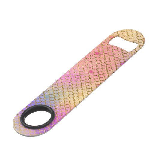 おもしろいカラフルグラデーションパステルマーメイドパターン スピード栓抜き (正面アングル)