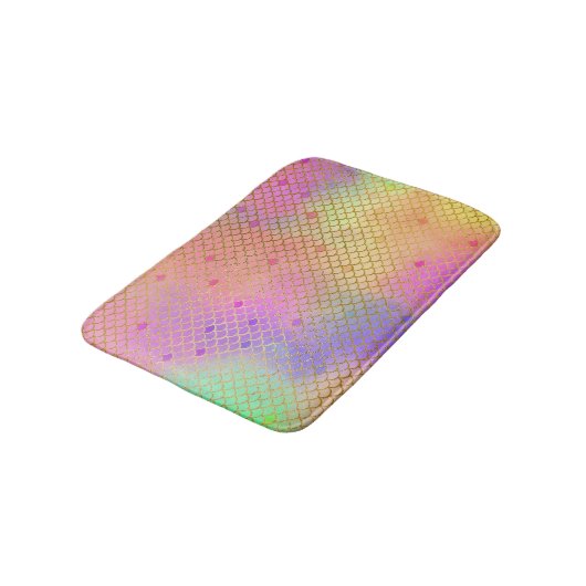 おもしろいカラフルグラデーションパステルマーメイドパターン バスマット (アングル)