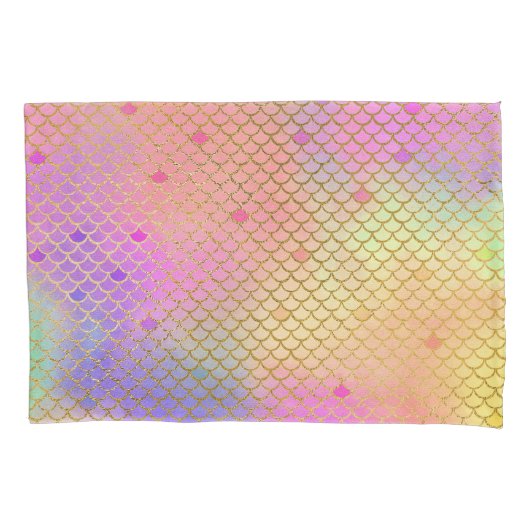 おもしろいカラフルグラデーションパステルマーメイドパターン 枕カバー (正面)