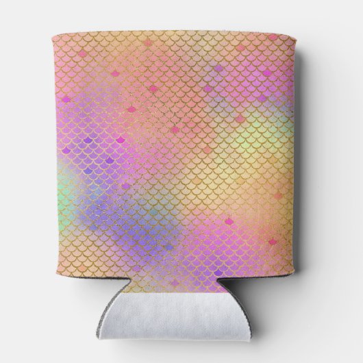 おもしろいカラフルグラデーションパステルマーメイドパターン 缶クーラー (裏面)