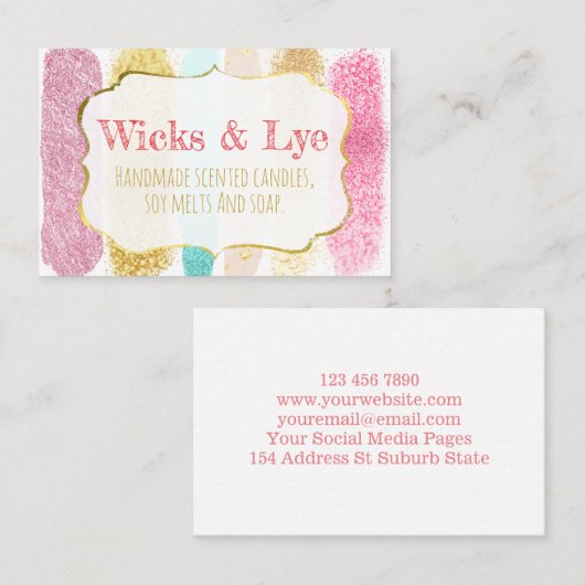 おもしろいカラフルグリッターソープロウソクSoy Wax Melt 名刺 (正面/裏面)