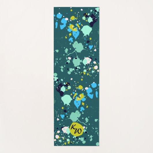 おもしろいカラフルグリーン（ばちゃばちゃ）跳ねる初期化 ヨガマット (正面)