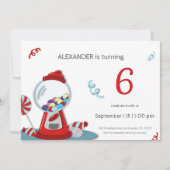 おもしろいカラフルグンボールマシン子供の誕生日パーティー 招待状 (正面)