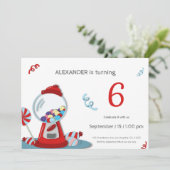 おもしろいカラフルグンボールマシン子供の誕生日パーティー 招待状 (スタンド正面)