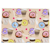 おもしろいカラフルコーヒー&ドーナツ ラージペーパーバッグ (裏面)