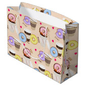 おもしろいカラフルコーヒー&ドーナツ ラージペーパーバッグ (裏面アングル)