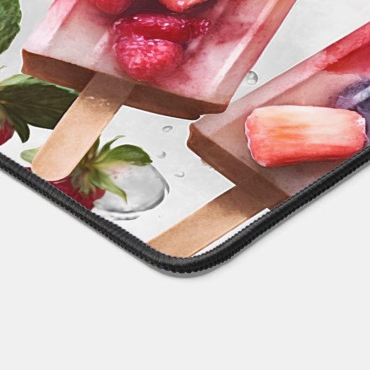 おもしろいカラフルサマーポスクル&イチゴ デスクマット (コーナー)