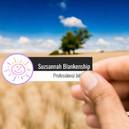 おもしろいカラフルサン顔スモールビジネススタイルデザイン 名札