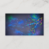 おもしろいカラフルシザーアートのダークブルーカスタムに 名刺 (裏面)