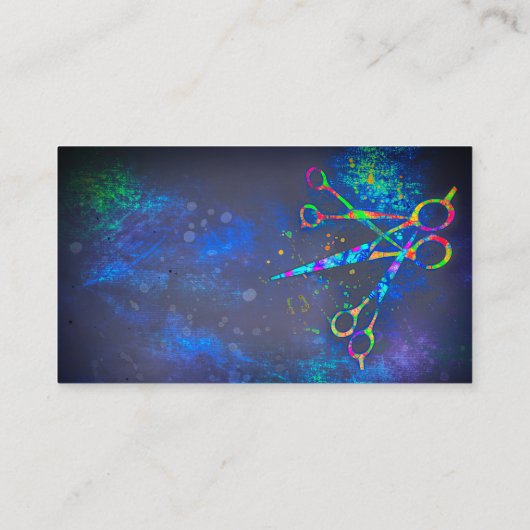 おもしろいカラフルシザーアートのダークブルーカスタムに 名刺 (裏面)