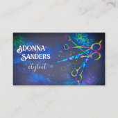 おもしろいカラフルシザーアートのダークブルーカスタムに 名刺 (正面)